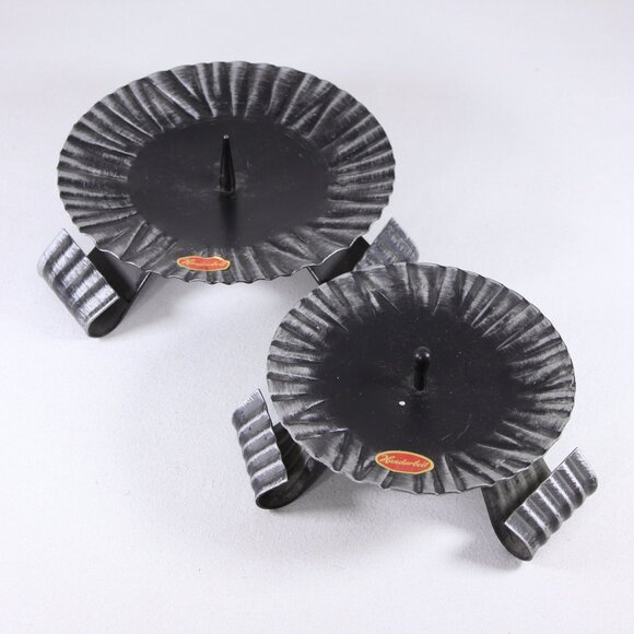 Vintage pillar candle holder set of 2, Western Germany metal candlesticks, - Picture 1 of 9